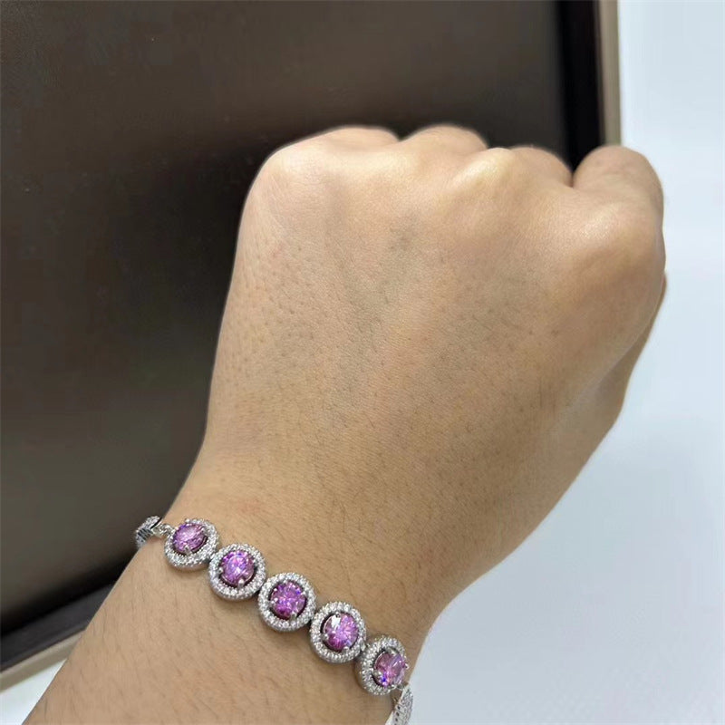 Pink Diamond Moissanite Bracelet | 2.5K Full Diamond Women's