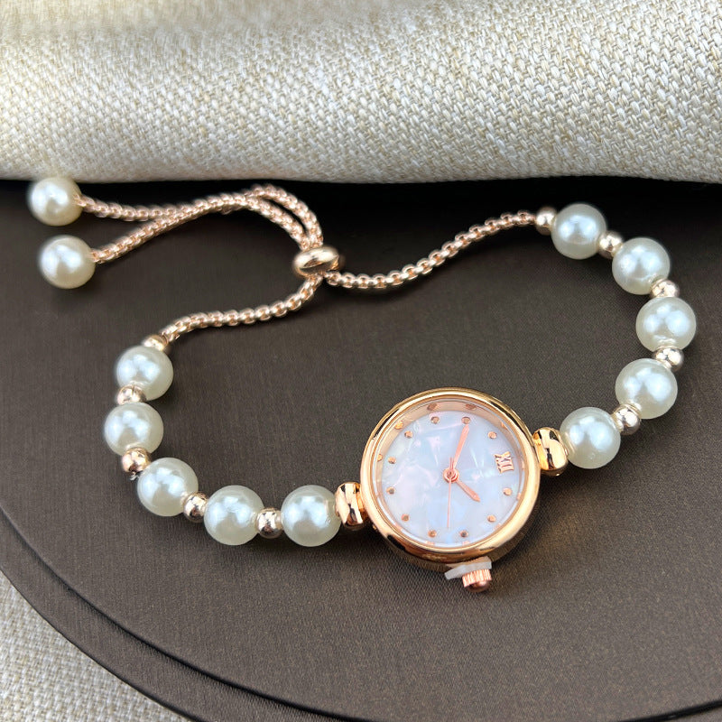 Pearl Bracelet Women's Quartz Watch | Small Dial | Adjustable Band | 6 Colors | Light Luxury