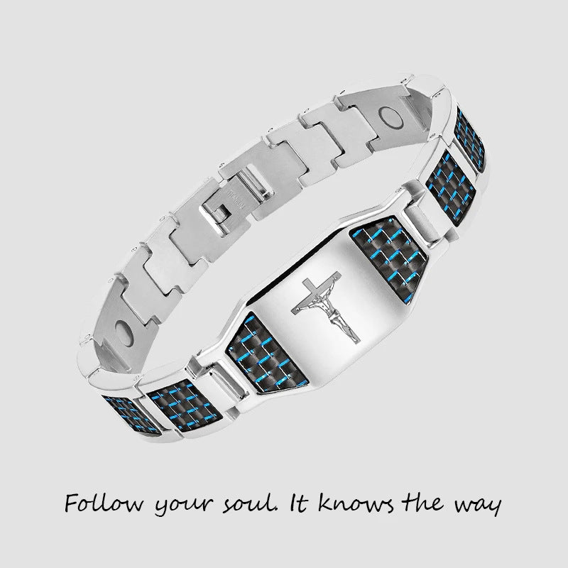 Titanium Steel Geometric Bracelet | Gold-Plated Gem Inlay | 5 Color Combinations