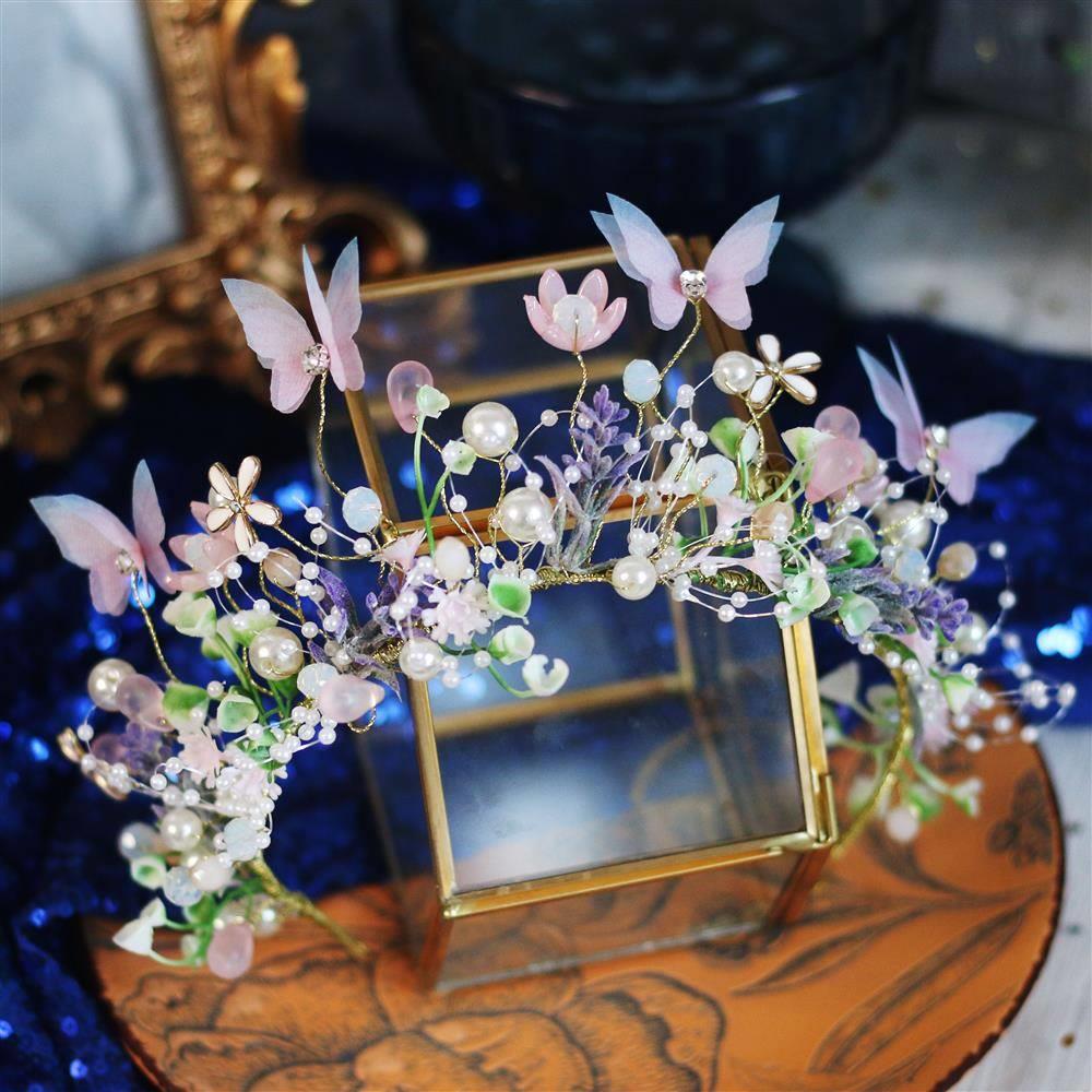 Children's Butterfly Garland Headdress | Blue & White | Sequin | Princess Performance Hair Jewelry