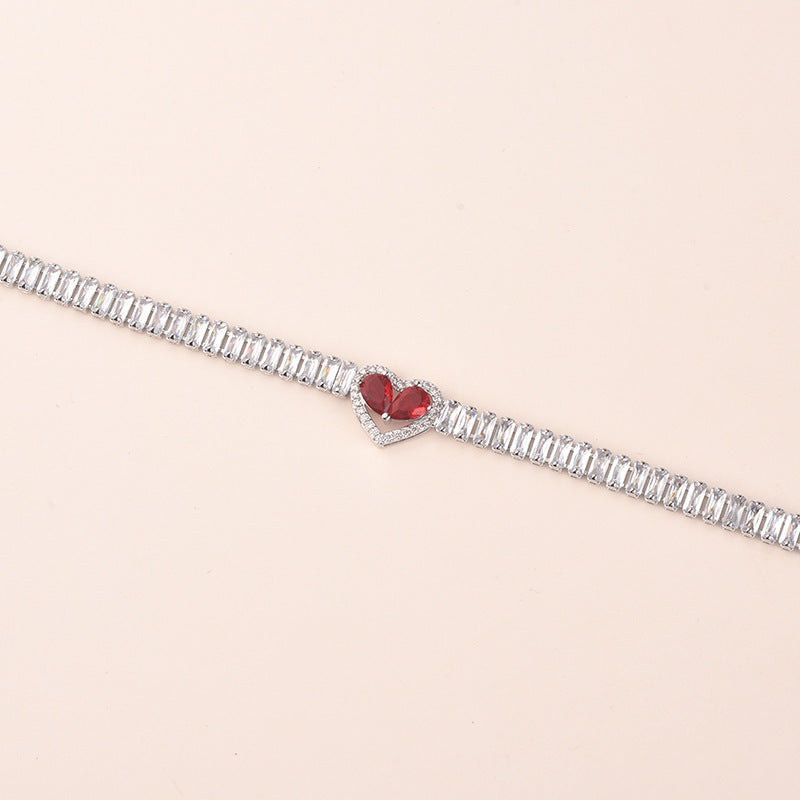 Zircon Heart Bracelet | 16K Gold & White K Plating | 5 Diamond Colors | Light Luxury