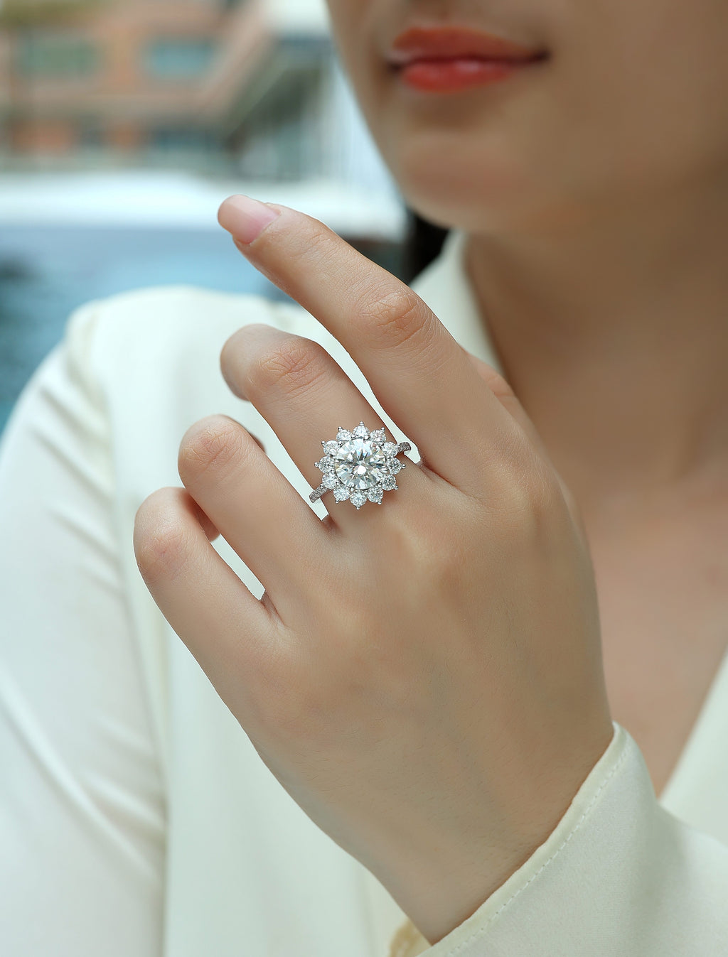 Sunflower - A Fashionable Diamond Jewelry Piece Set,With 3-carat Moissanite Sterling Silver