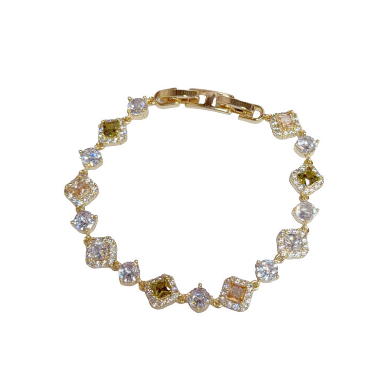 Micro-Set Colorful Zircon Diamond Bangle | Real Gold Plating | 3 Colors