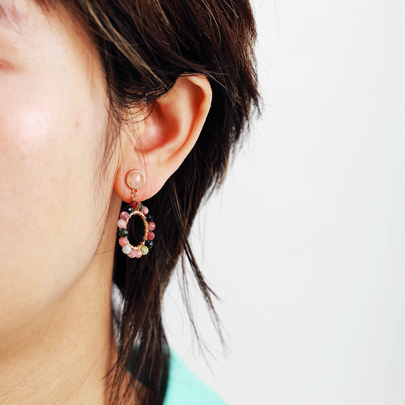 Tourmaline Crystal Handmade Earrings | Natural Stone | Original Design | Multi-Motif