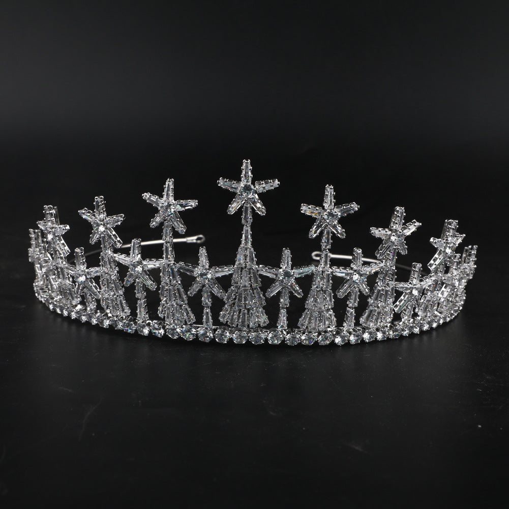 Zircon Bridal Crown | Handcrafted Copper | Platinum | 43cm | Formal Dress Bridal Headwear