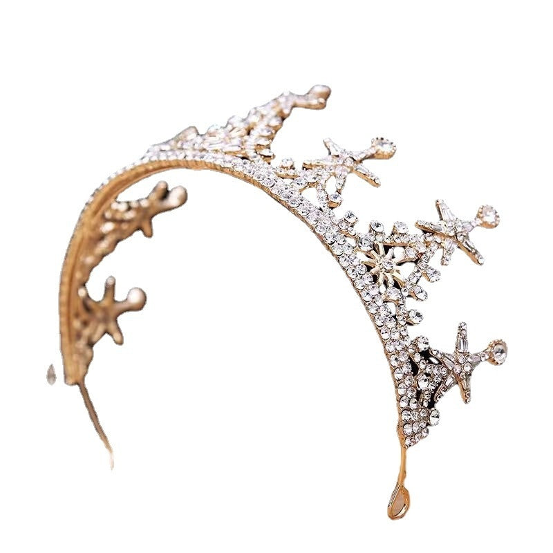 High-Grade Luxury Bridal Crown | Natural Style | Gold & Silver | Electroplated Alloy | Hair Jewelry