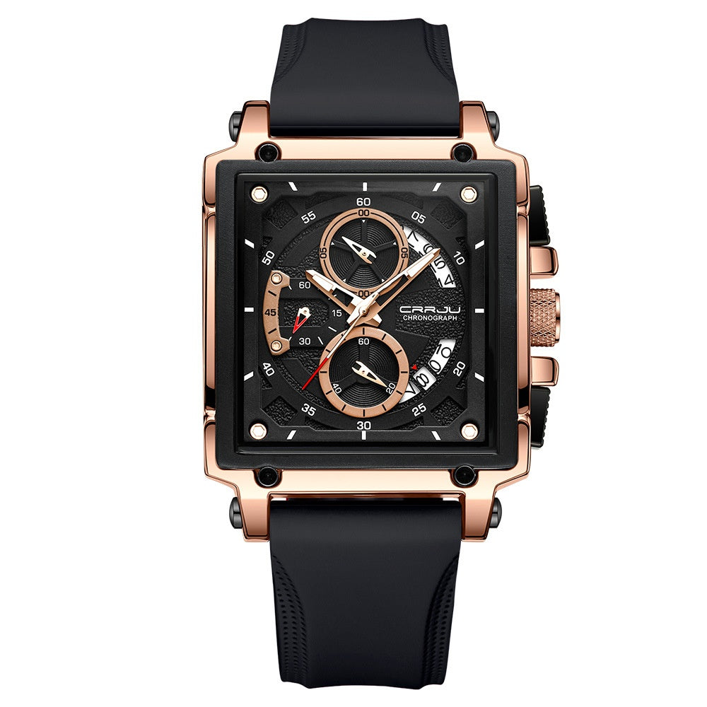 Men's Simple Business Calendar Watch | Mineral Glass | 30M Waterproof | Rose Gold Accents | 5 Colors