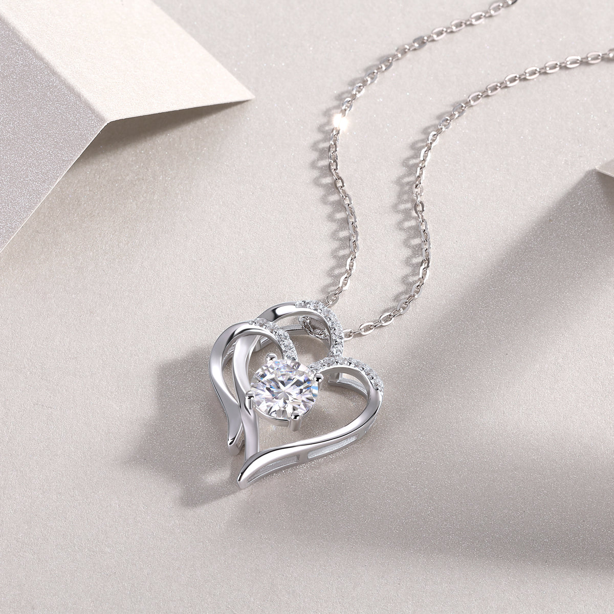 Heart To Heart Connected - 1-Carat Moissanite Pendant Necklace