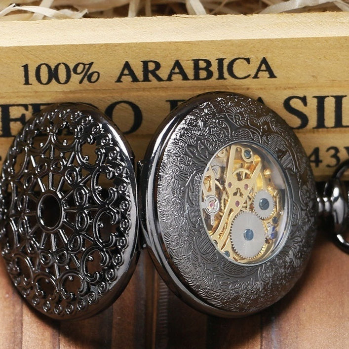 Retro Spider Web Flip Pocket Watch | Antique Gun Metal | 3 Dial Styles | Unisex Statement Watch