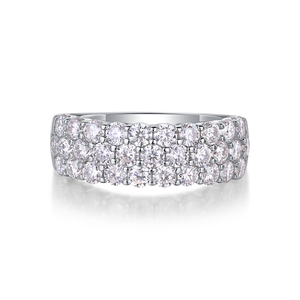 Multi-row Diamond Ring Luxury Silver Ring