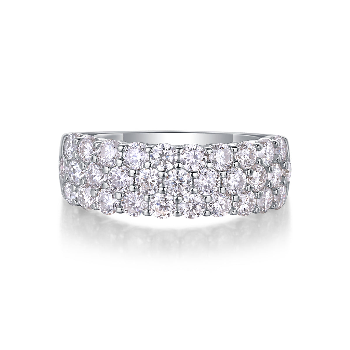 Multi-row Diamond Ring Luxury Silver Ring