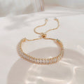 Rhinestone Geometric Tassel Bracelet | Adjustable | Gold, Rose Gold & Silver
