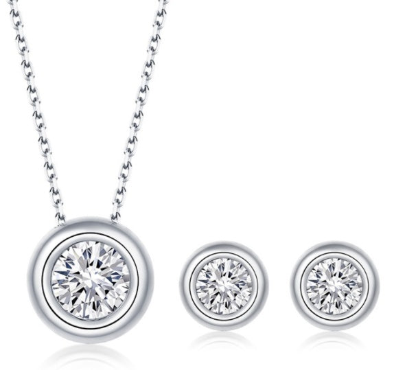 Moissanite Jewelry Set | 1ct Pendant & 0.5ct Studs | S925 Sterling Silver