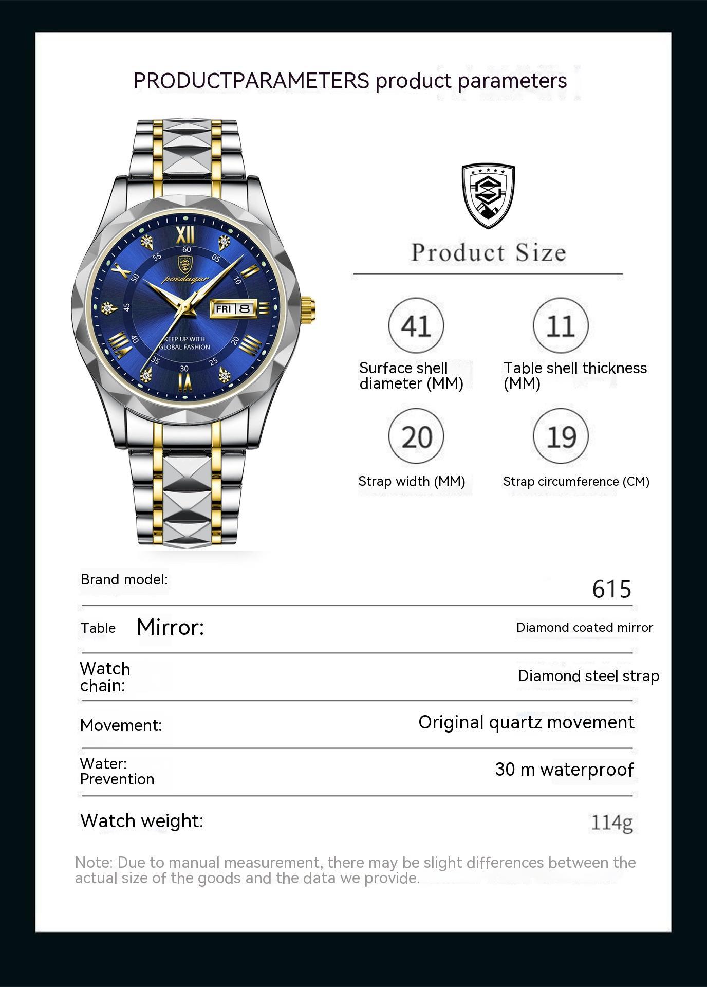 Men's Double Calendar Luminous Business Watch | Ultra-Slim 7mm | 9 Styles