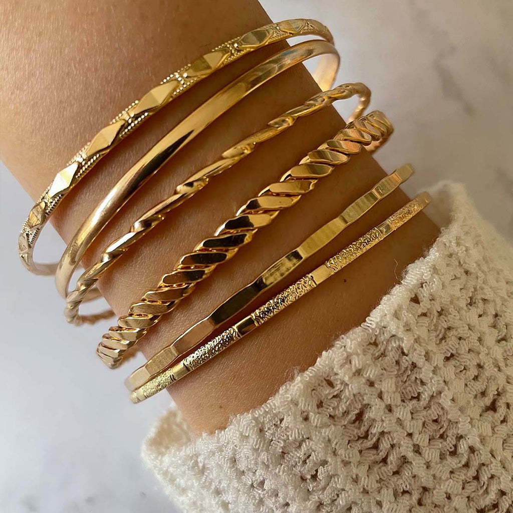 6-Piece Bohemian Chain Bracelet Set | Musical Note & Geometric | Gold