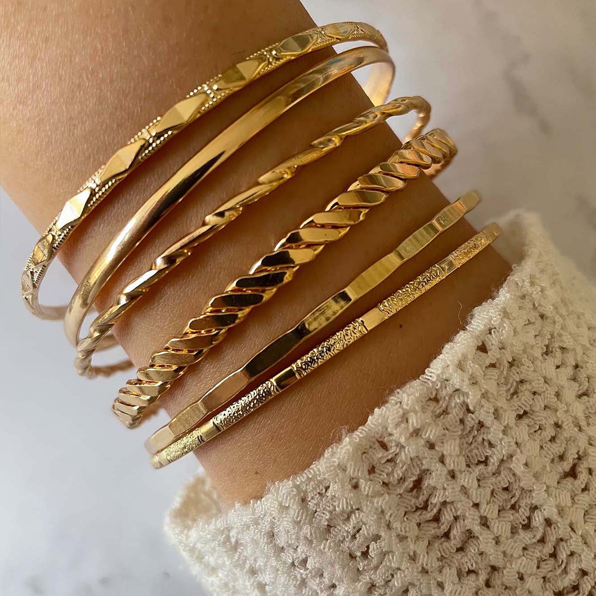 6-Piece Bohemian Chain Bracelet Set | Musical Note & Geometric | Gold