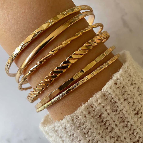 6-Piece Bohemian Chain Bracelet Set | Musical Note & Geometric | Gold