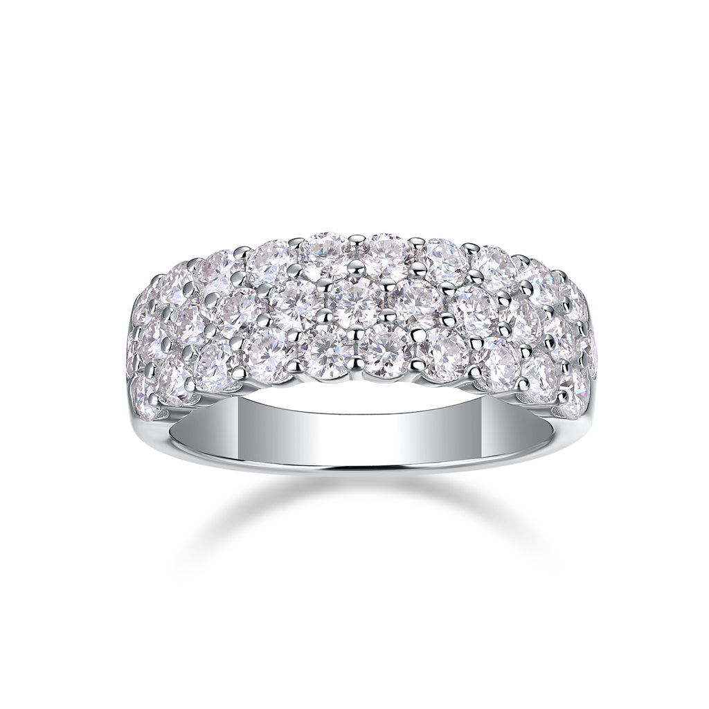 Multi-row Diamond Ring Luxury Silver Ring