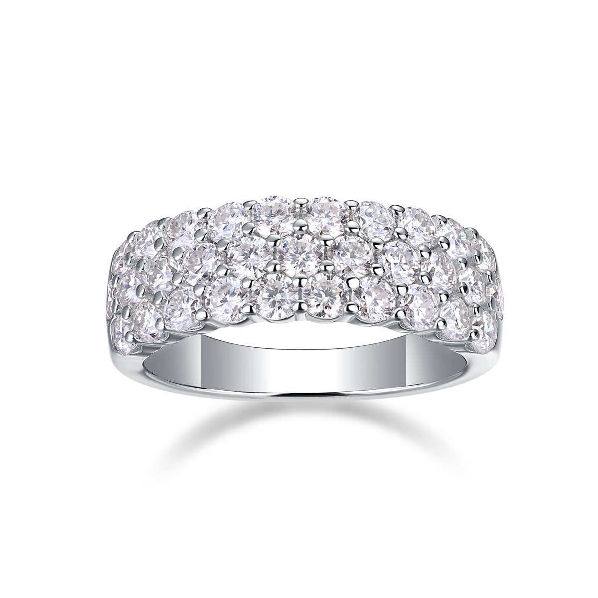 Multi-row Diamond Ring Luxury Silver Ring