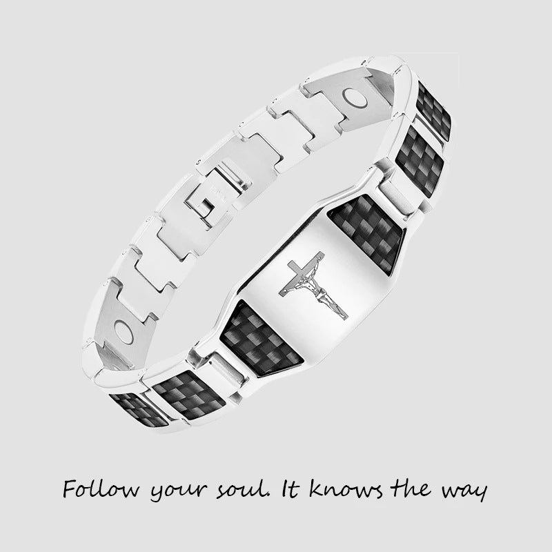 Titanium Steel Geometric Bracelet | Gold-Plated Gem Inlay | 5 Color Combinations