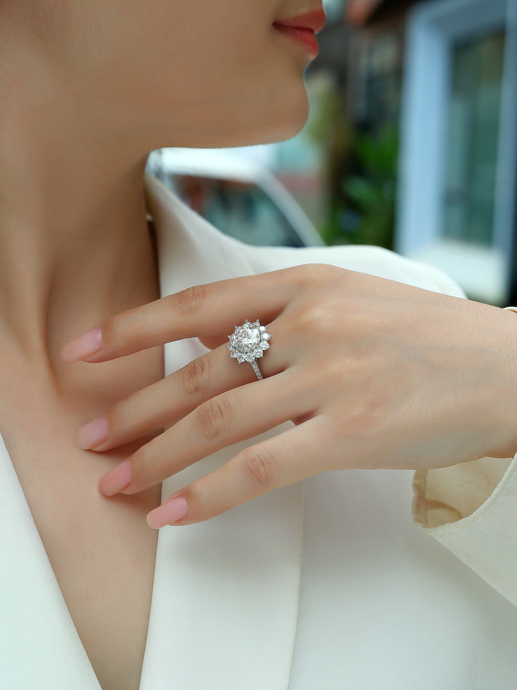 Sunflower - A Fashionable Diamond Jewelry Piece Set,With 3-carat Moissanite Sterling Silver