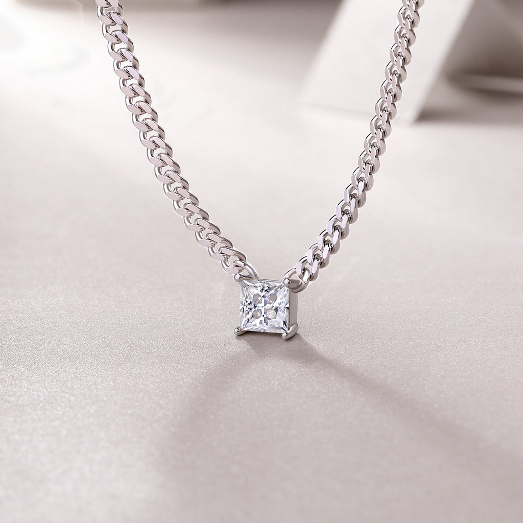 Zhang Yang - Square Moissanite Statement Pendant Necklace