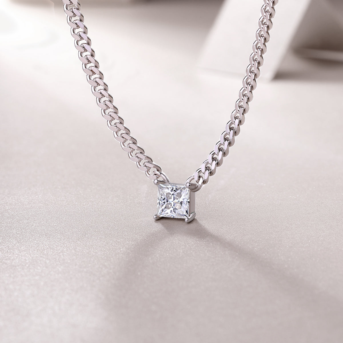 Zhang Yang - Square Moissanite Statement Pendant Necklace