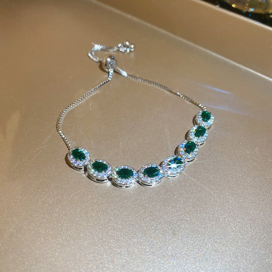 Zircon Clover Flower Clip Bracelet | 18K Gold-Plated | White, Pink, Blue & Green