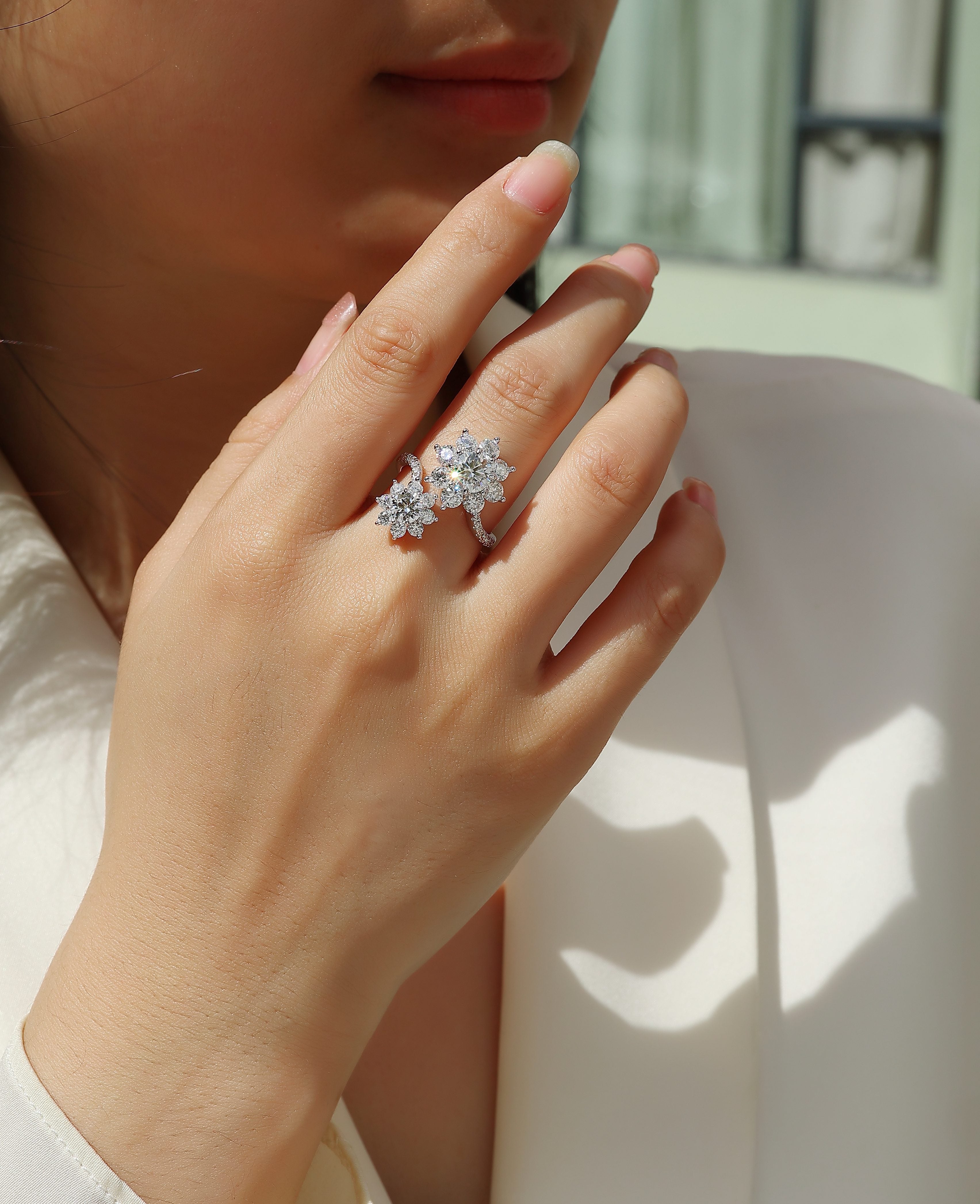 Petal Morning Dew - Diamond Ring With 1-carat Moissanite Diamond