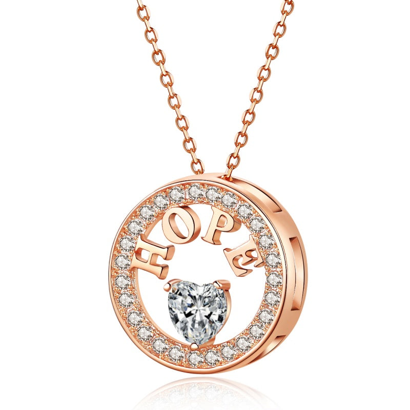 Emma Manor Necklace For Women,18k Gold Plated,Diamond Hope Pendant Necklace