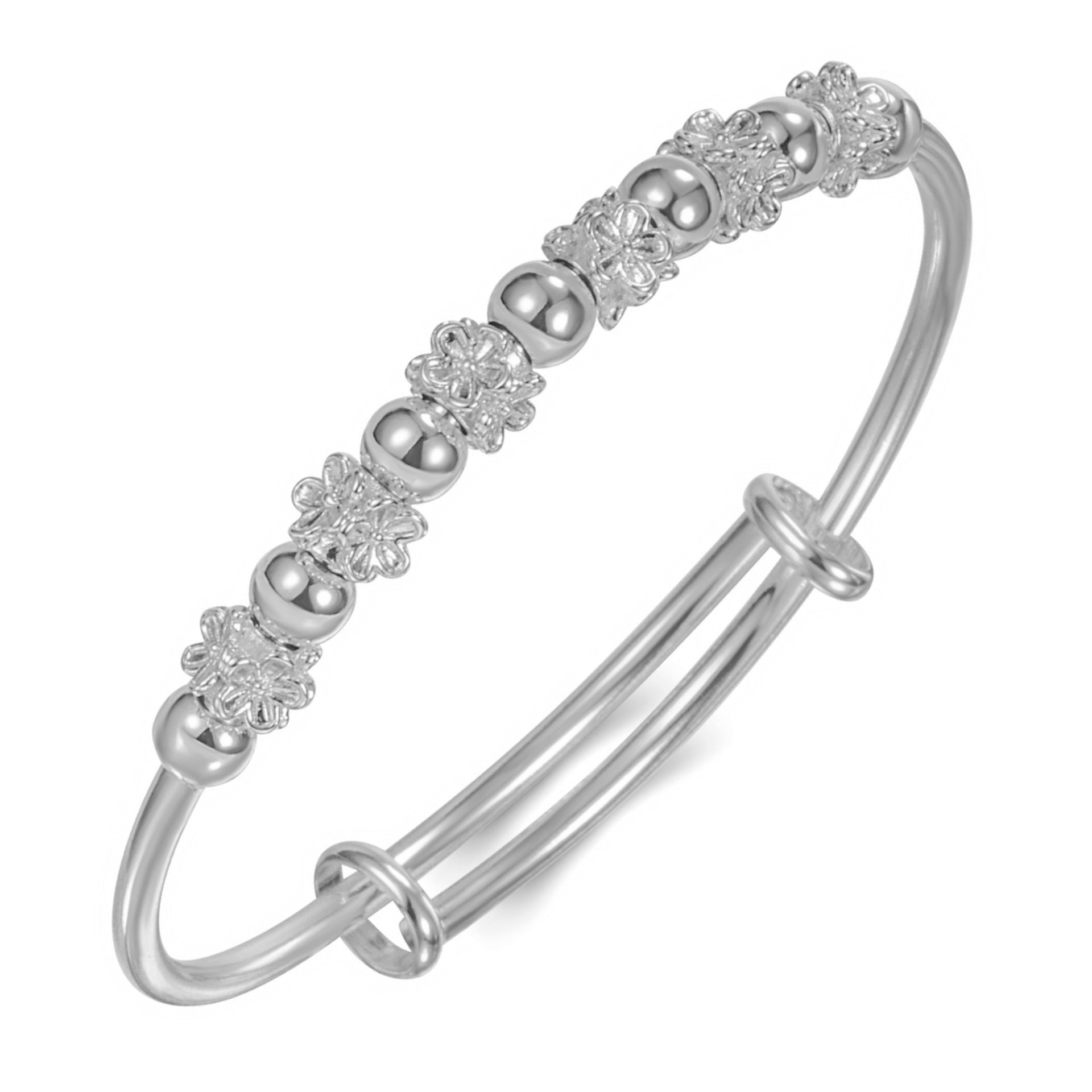 Push-Pull Plum Blossom Bracelet | Happiness Blooming | Silver & Yellow Gold