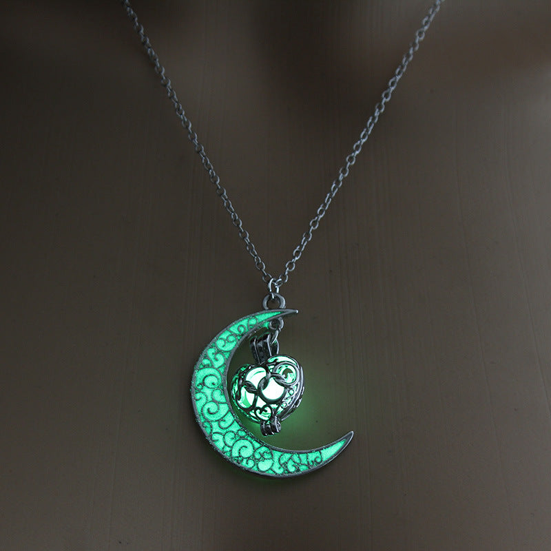 Glowing Pendant Necklaces, Silver Plated