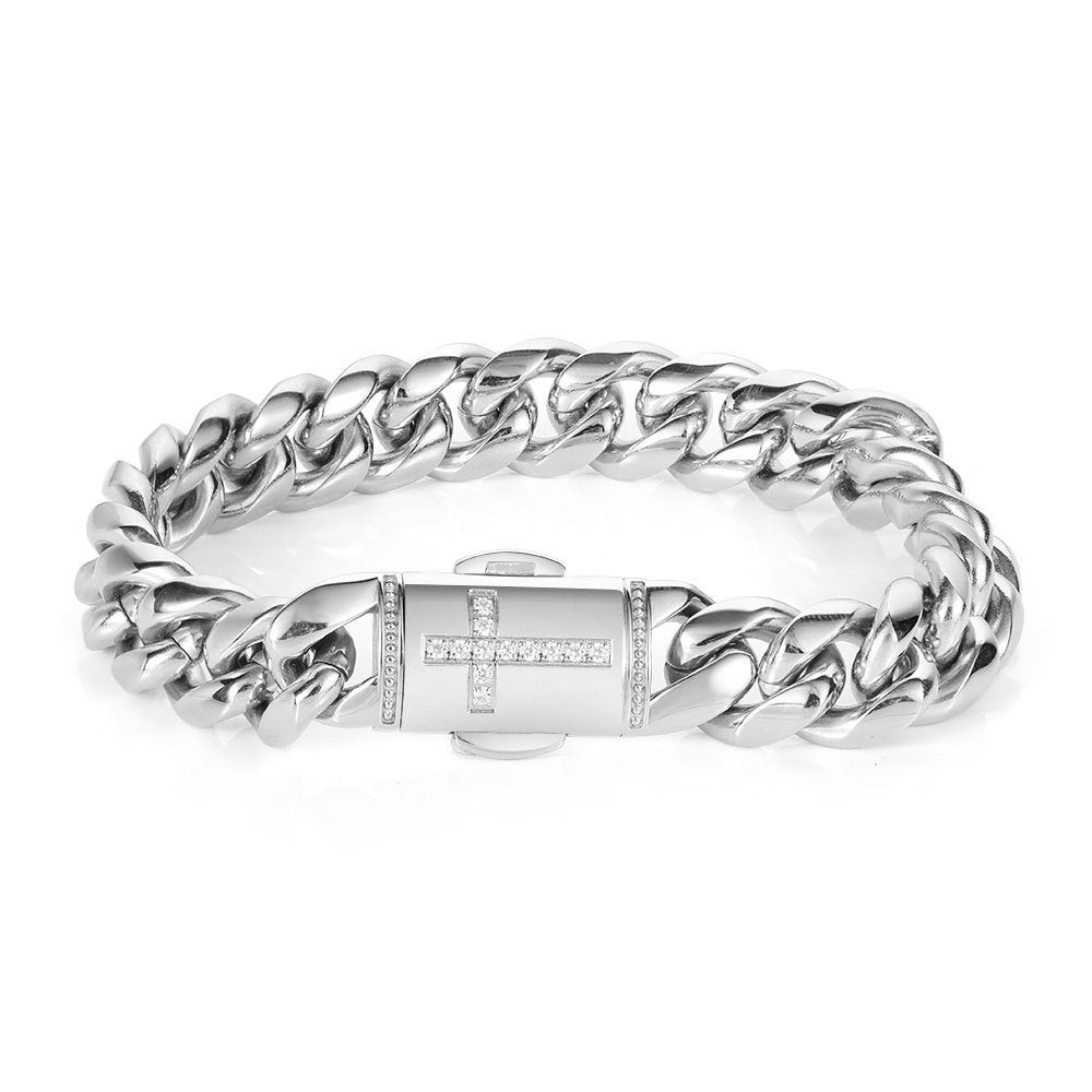 12mm Stainless Steel Chain Bracelet | Hip Hop | Gold & Steel | 5 Sizes
