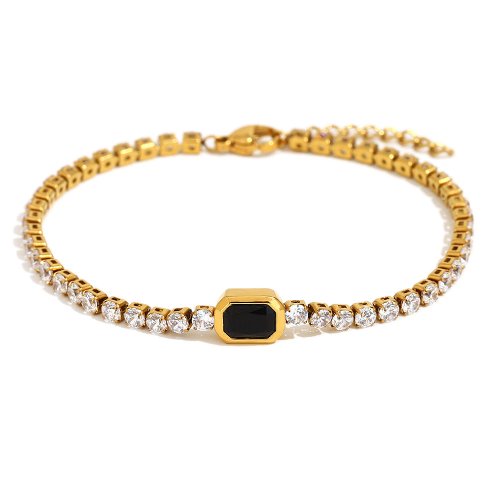 18K Gold-Plated Zircon Geometric Bracelet | Stainless Steel | 4 Two-Tone Colors | All-Match