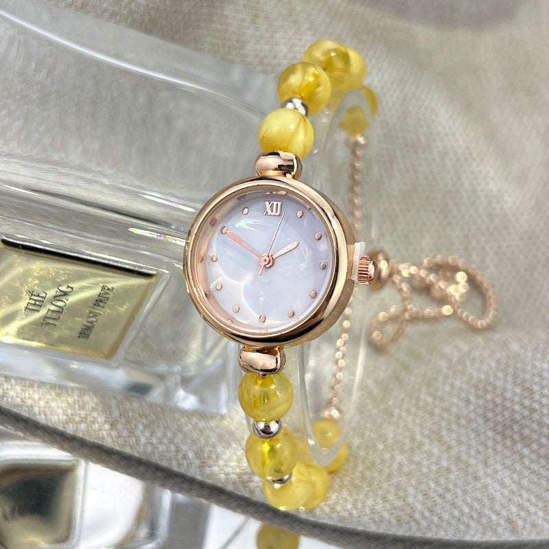 Pearl Bracelet Women's Quartz Watch | Small Dial | Adjustable Band | 6 Colors | Light Luxury