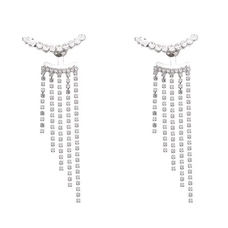 Sterling Silver Sparkling Tassel Earrings | Diamond Shape | Personality Style | Single or Set