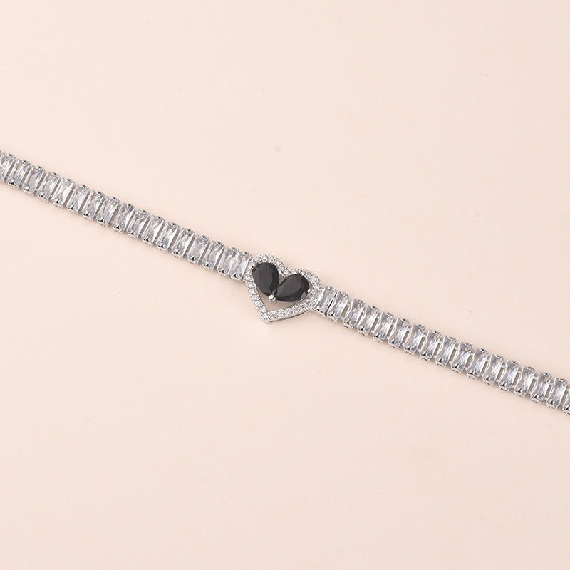 Zircon Heart Bracelet | 16K Gold & White K Plating | 5 Diamond Colors | Light Luxury