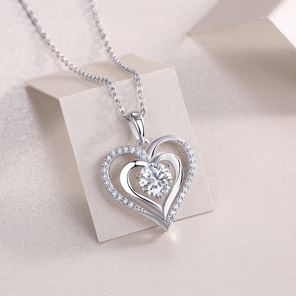 Heart To Heart Luxury Fashion Diamond Pendant Necklace