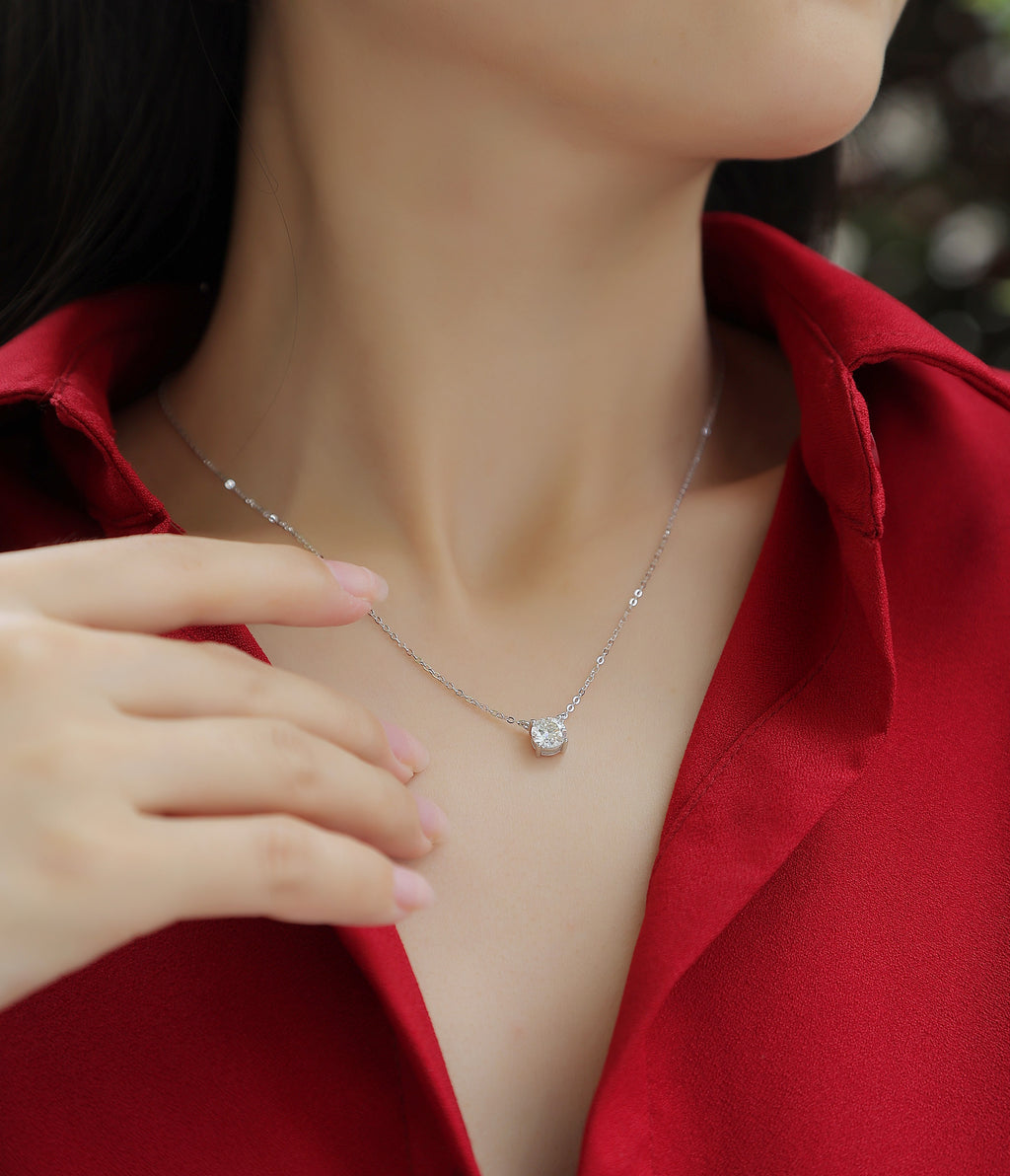 My Heart Will Last Forever - Diamond Jewelry Necklace Pendant Set With 1-carat And 2-carat Moissan Diamonds
