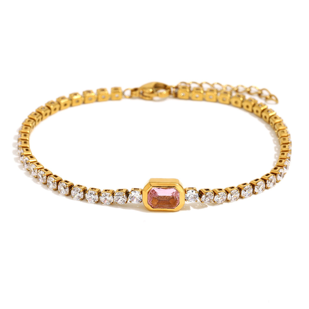 18K Gold-Plated Zircon Geometric Bracelet | Stainless Steel | 4 Two-Tone Colors | All-Match