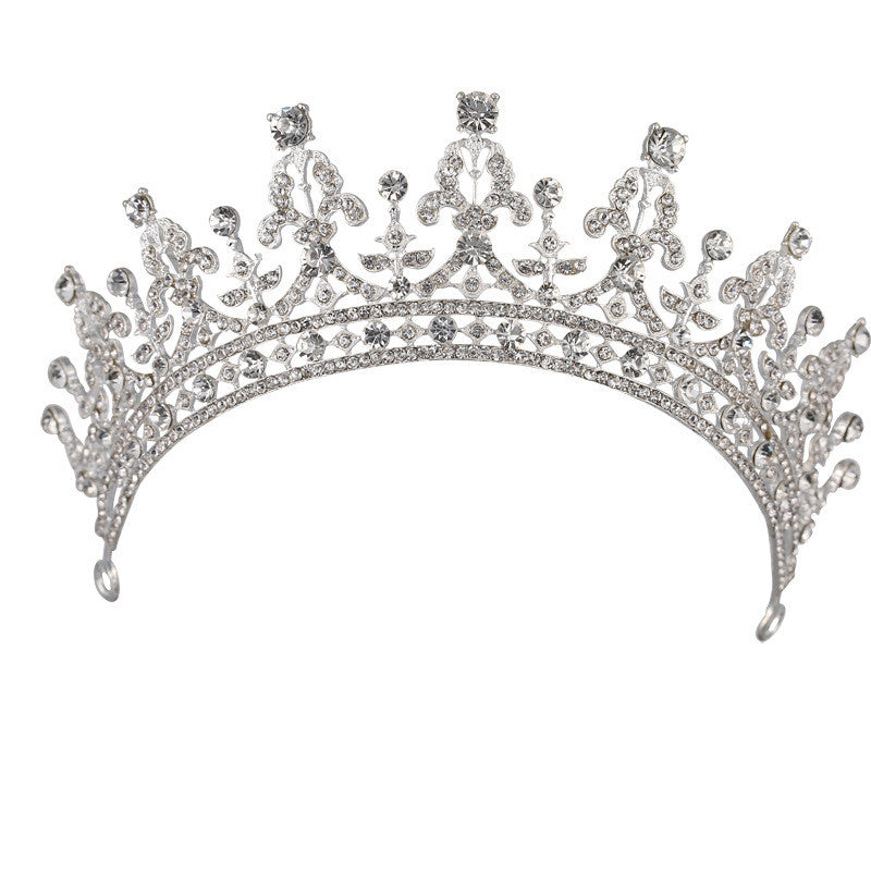 Queen Bridal Wedding Crown Headdress | Diamond Detail | 3 Finishes | Bridal Hair Jewelry
