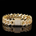 Men's Diamond-Shaped Micro Zirconia Bracelet | 14mm | Gold & White Gold | 3 Sizes