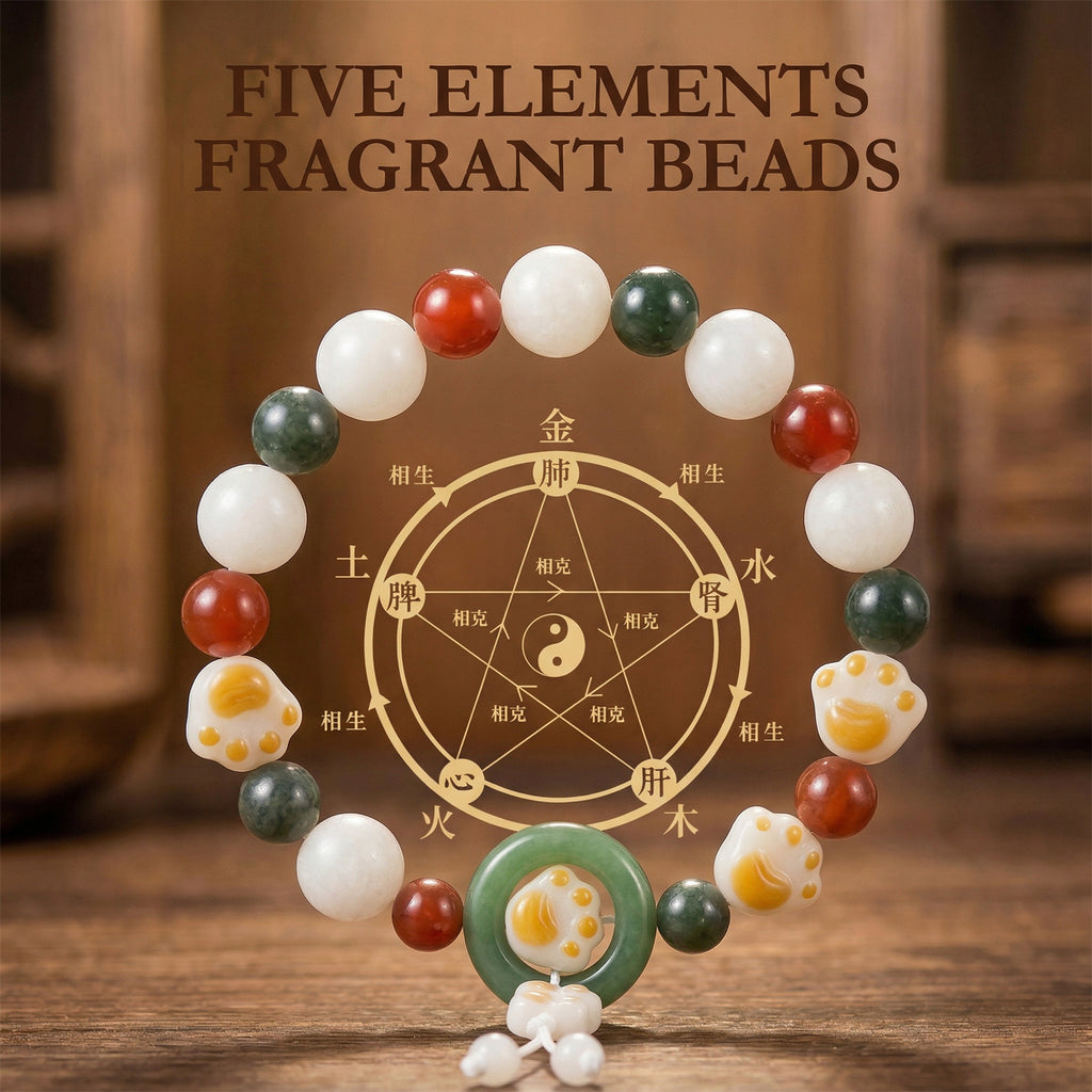 Five Elements Wu Xing Bracelet | TCM Feng Shui | Natural Stone | Wearable Qi Harmonizer